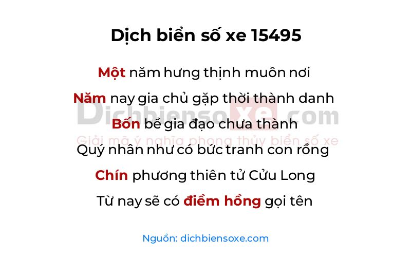 Dịch thơ biển số 15495