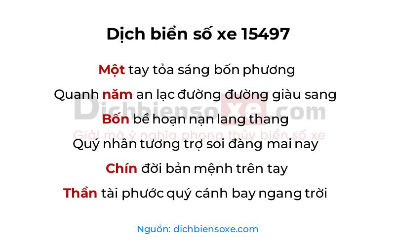 Dịch thơ biển số 15497