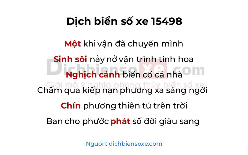 Dịch thơ biển số 15498