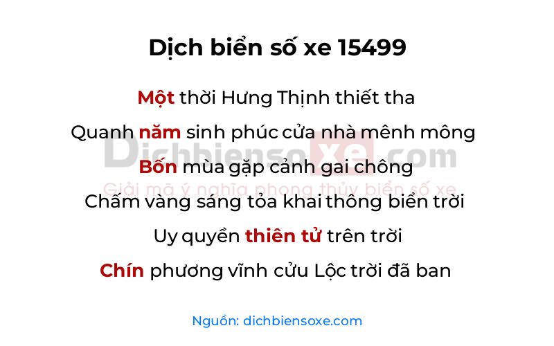 Dịch thơ biển số 15499