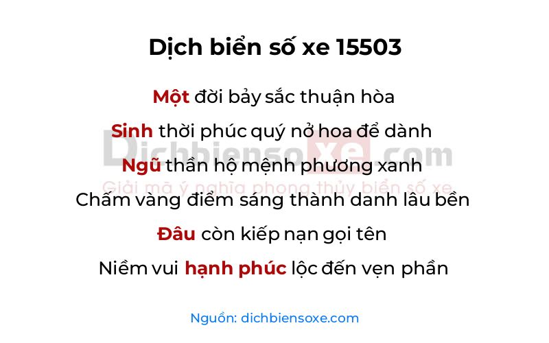 Dịch thơ biển số 15503