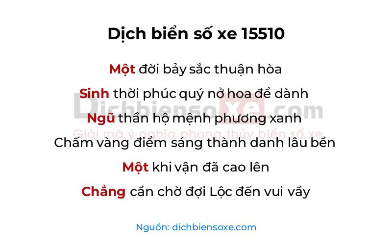 Dịch thơ biển số 15510