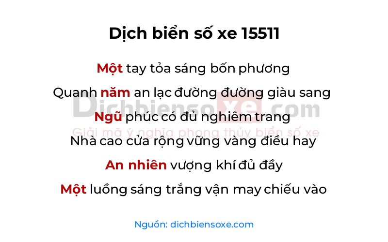 Dịch thơ biển số 15511
