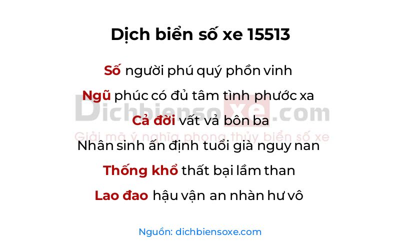 Dịch thơ biển số 15513