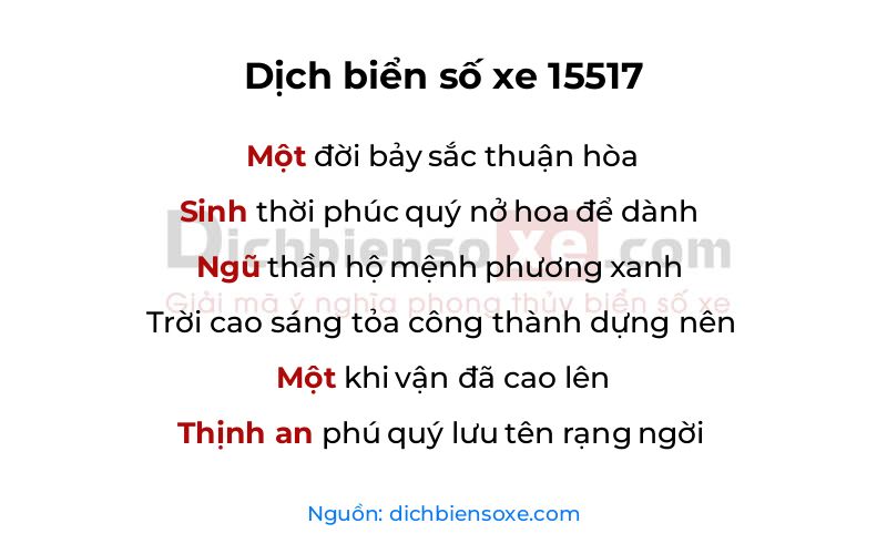 Dịch thơ biển số 15517