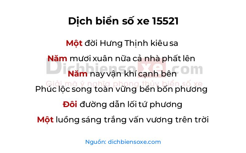 Dịch thơ biển số 15521