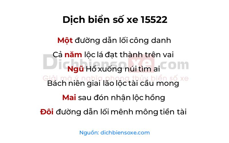 Dịch thơ biển số 15522