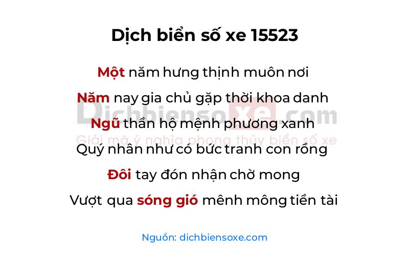 Dịch thơ biển số 15523