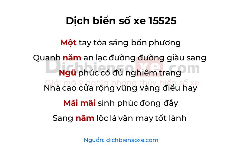 Dịch thơ biển số 15525