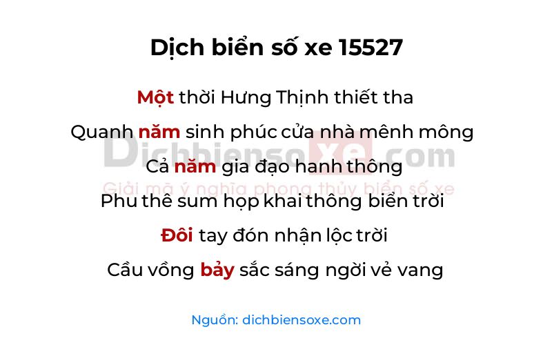 Dịch thơ biển số 15527