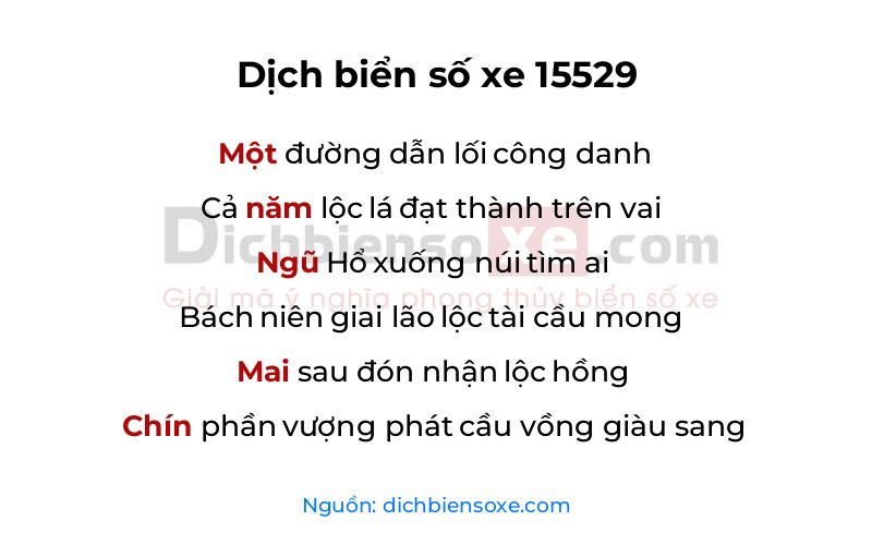 Dịch thơ biển số 15529