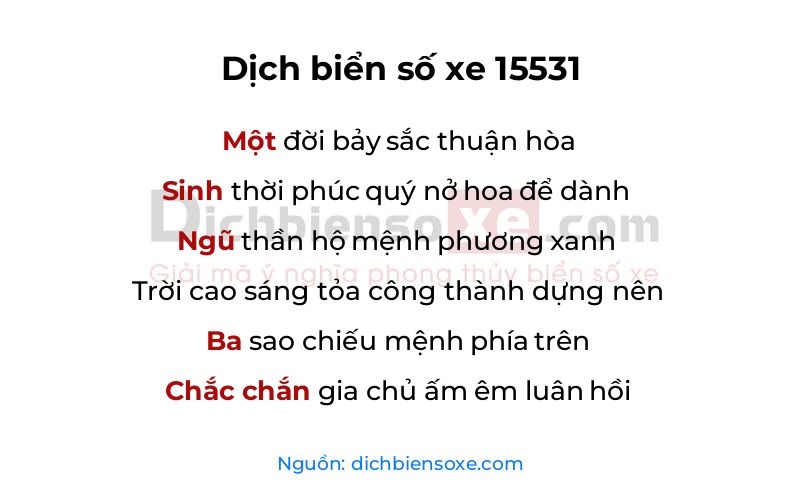 Dịch thơ biển số 15531