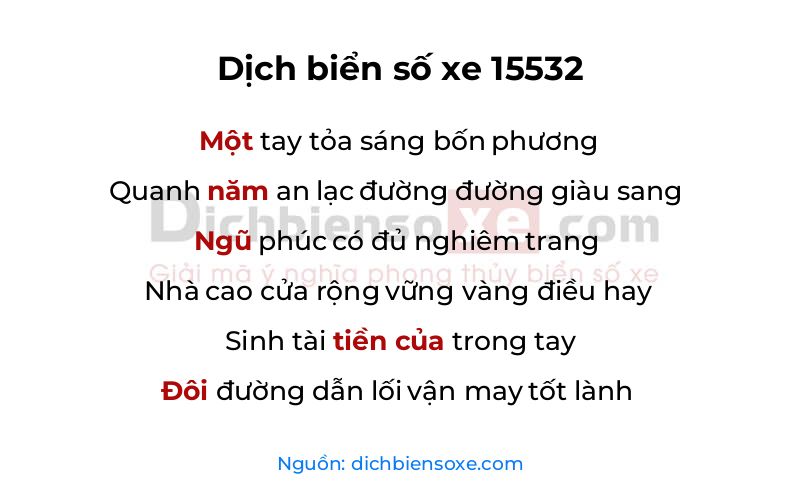 Dịch thơ biển số 15532