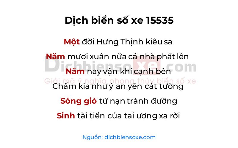 Dịch thơ biển số 15535