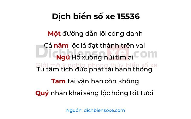 Dịch thơ biển số 15536