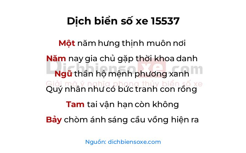 Dịch thơ biển số 15537