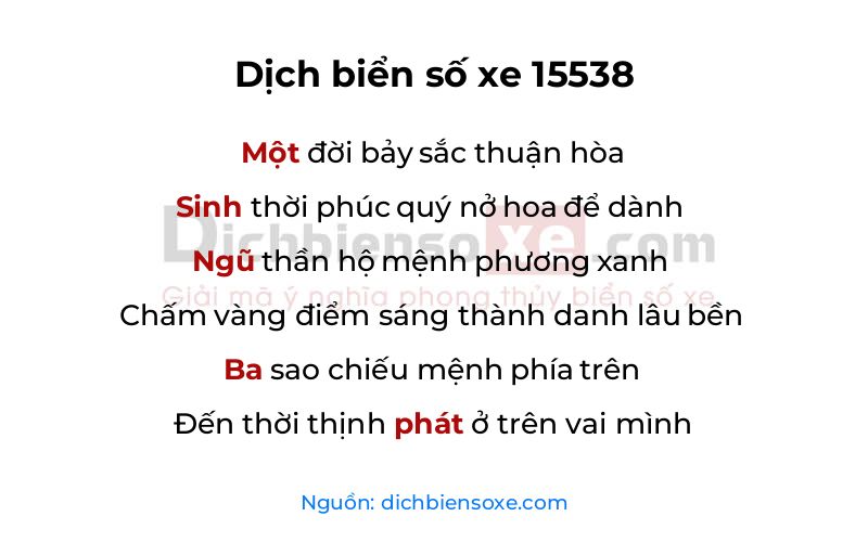 Dịch thơ biển số 15538