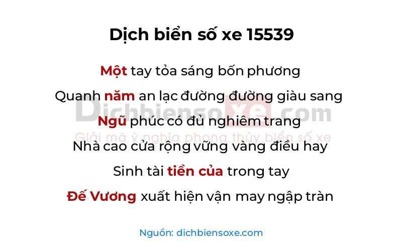 Dịch thơ biển số 15539