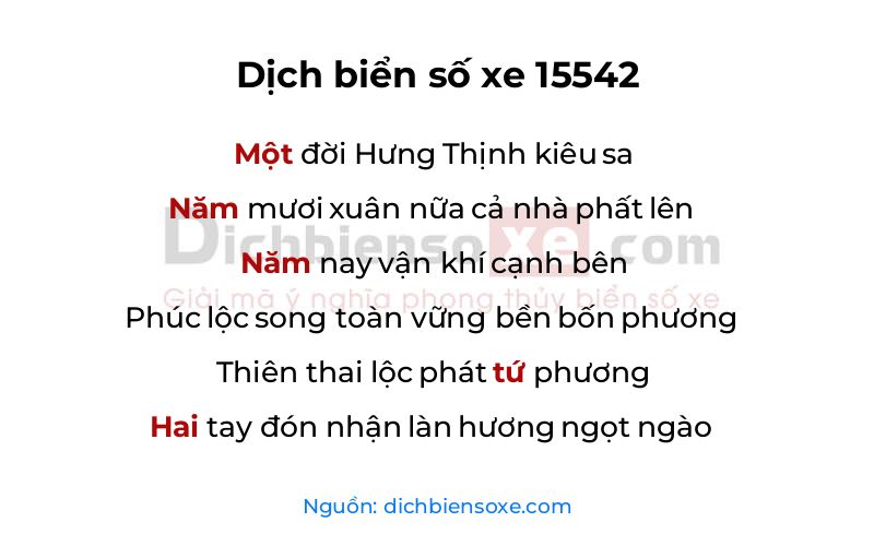 Dịch thơ biển số 15542