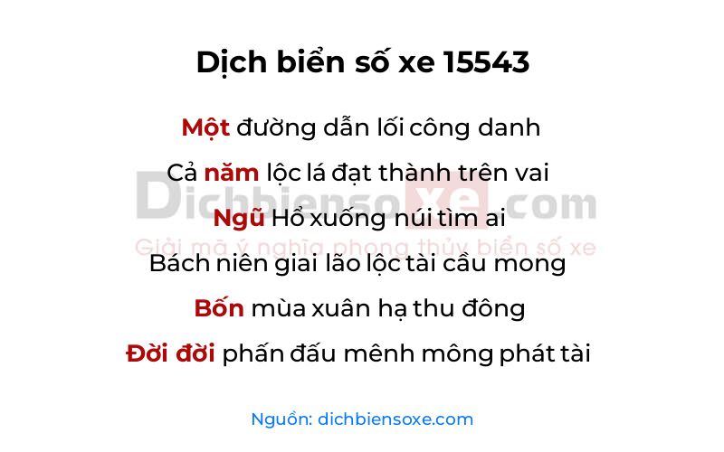 Dịch thơ biển số 15543
