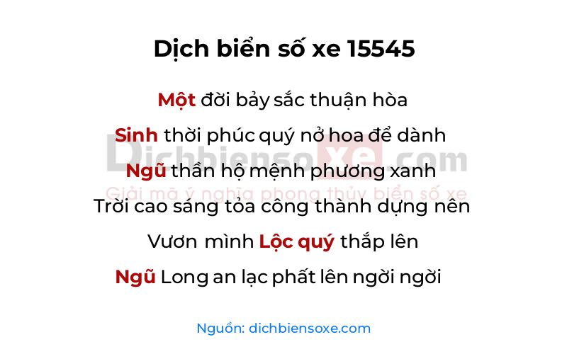 Dịch thơ biển số 15545