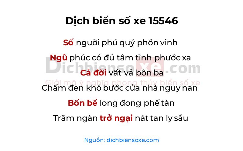 Dịch thơ biển số 15546