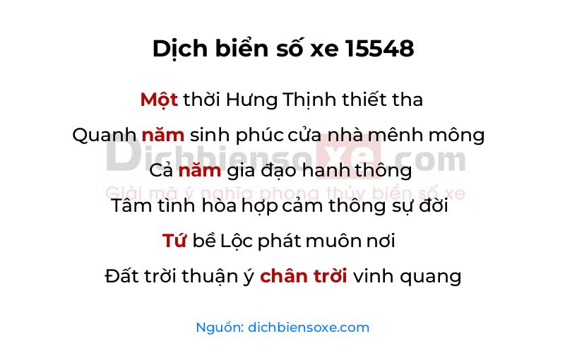 Dịch thơ biển số 15548