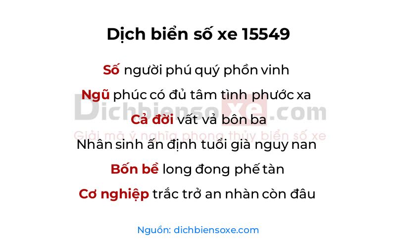Dịch thơ biển số 15549