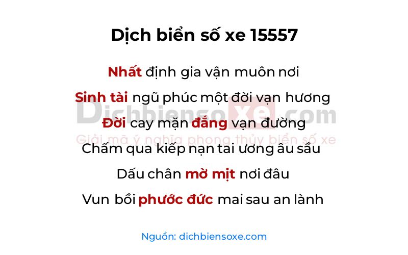 Dịch thơ biển số 15557