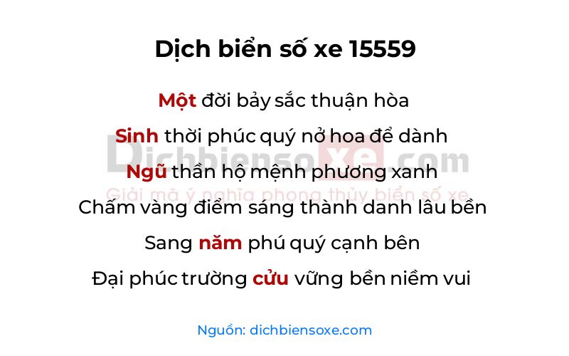 Dịch thơ biển số 15559