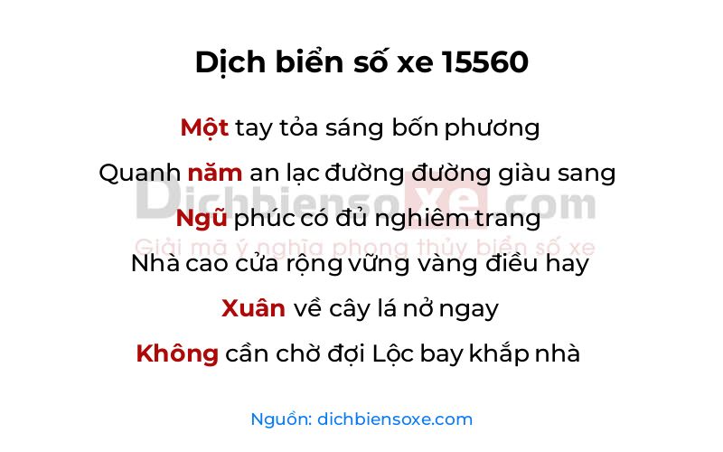 Dịch thơ biển số 15560