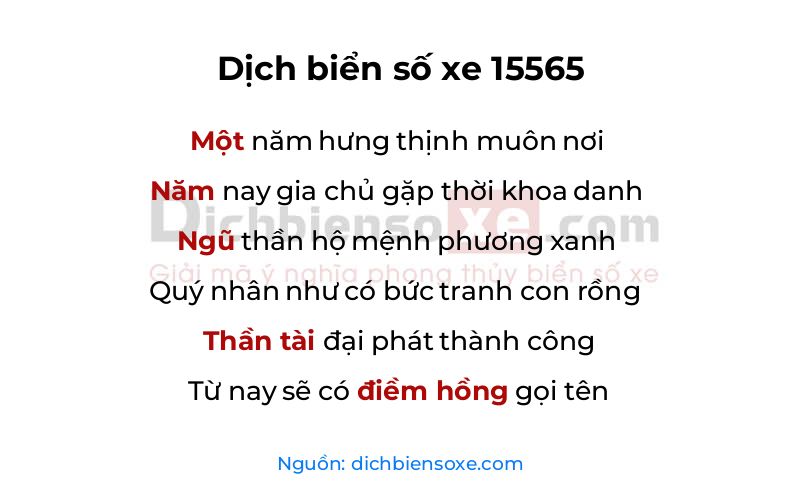 Dịch thơ biển số 15565