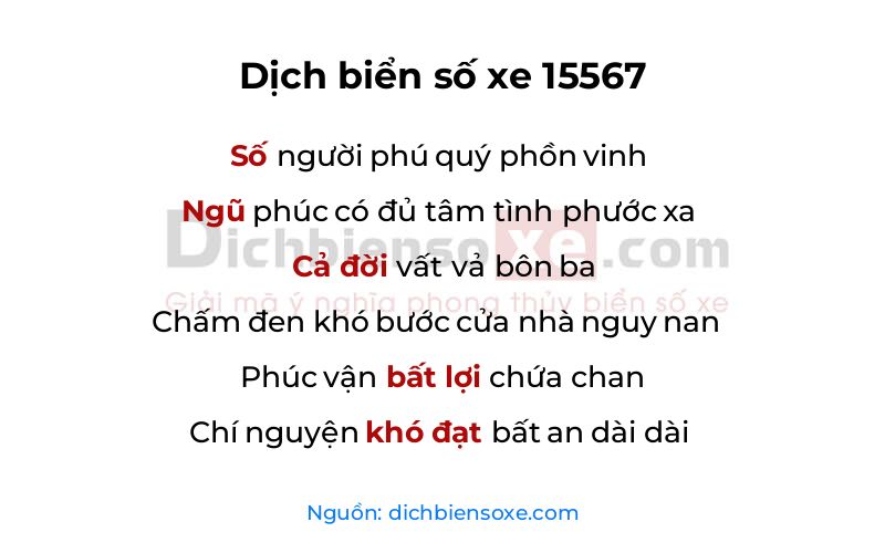 Dịch thơ biển số 15567