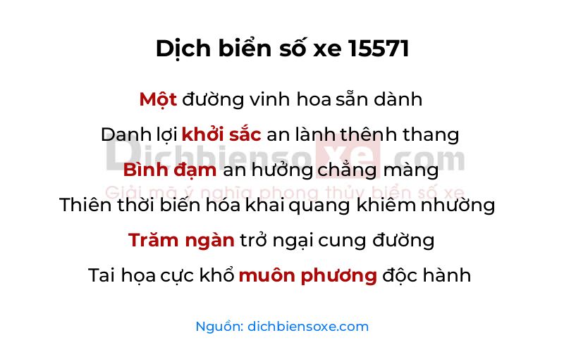 Dịch thơ biển số 15571