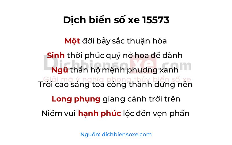 Dịch thơ biển số 15573