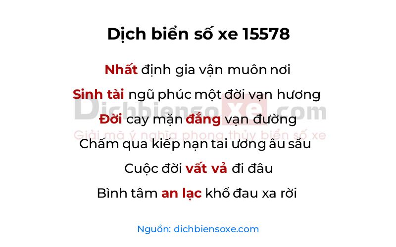 Dịch thơ biển số 15578