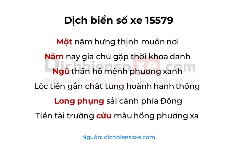 Dịch thơ biển số 15579
