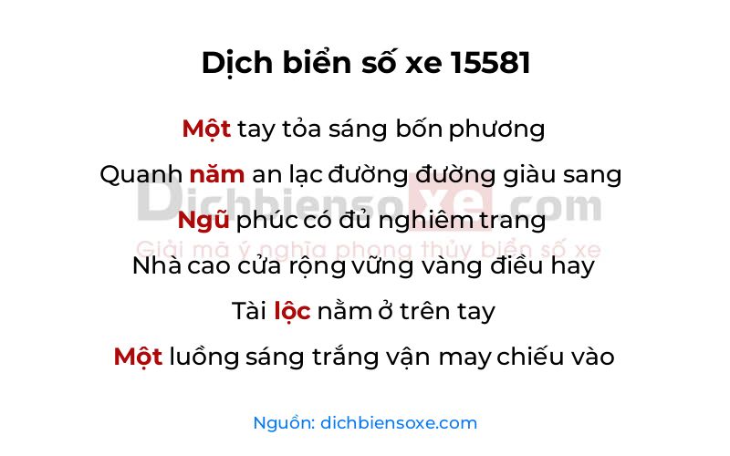 Dịch thơ biển số 15581