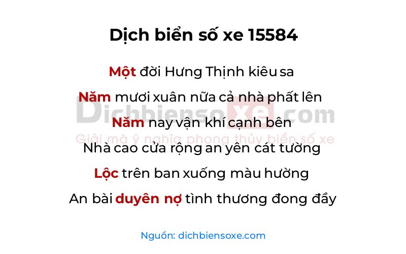 Dịch thơ biển số 15584