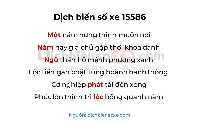 Dịch thơ biển số 15586