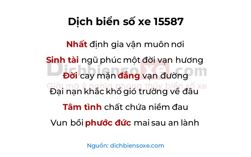 Dịch thơ biển số 15587