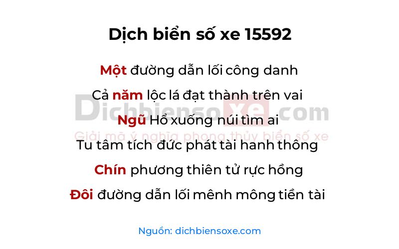 Dịch thơ biển số 15592