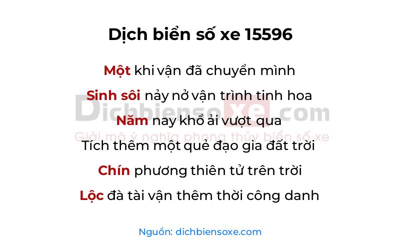 Dịch thơ biển số 15596