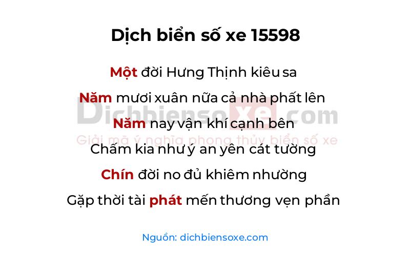 Dịch thơ biển số 15598