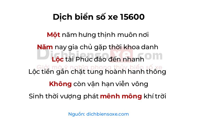 Dịch thơ biển số 15600