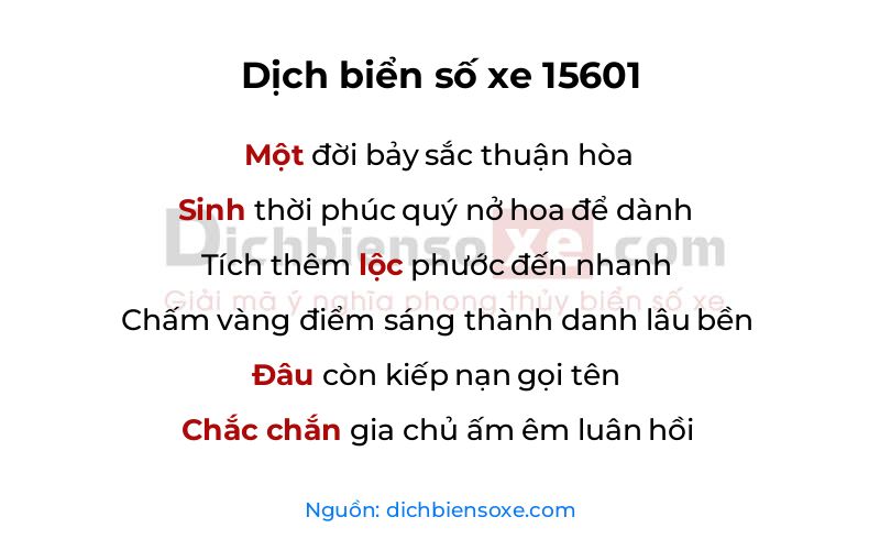 Dịch thơ biển số 15601