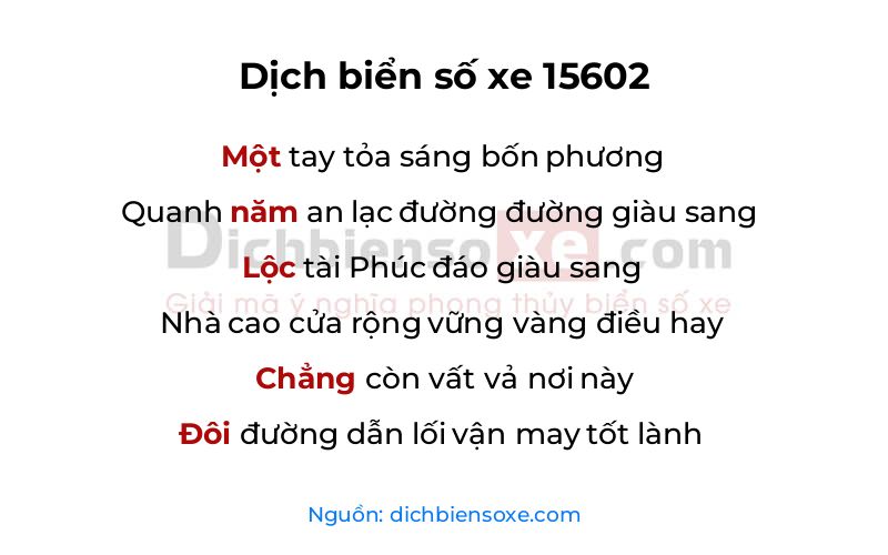 Dịch thơ biển số 15602