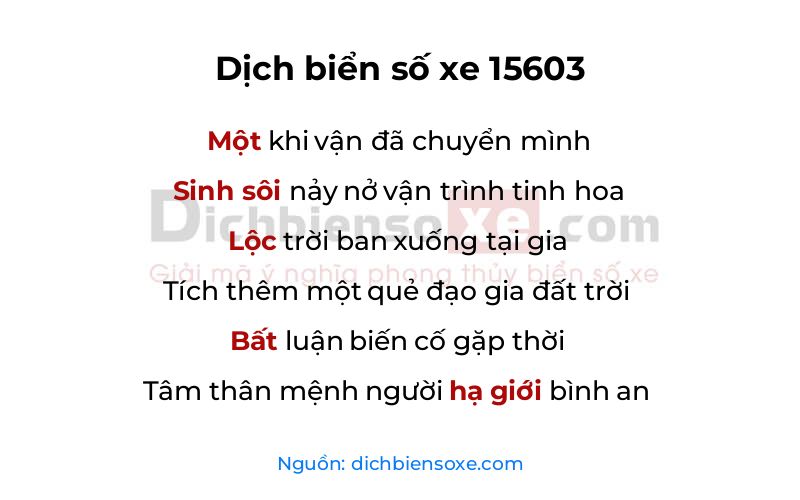 Dịch thơ biển số 15603