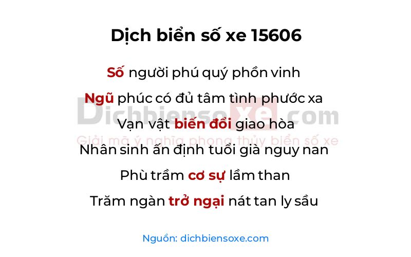 Dịch thơ biển số 15606