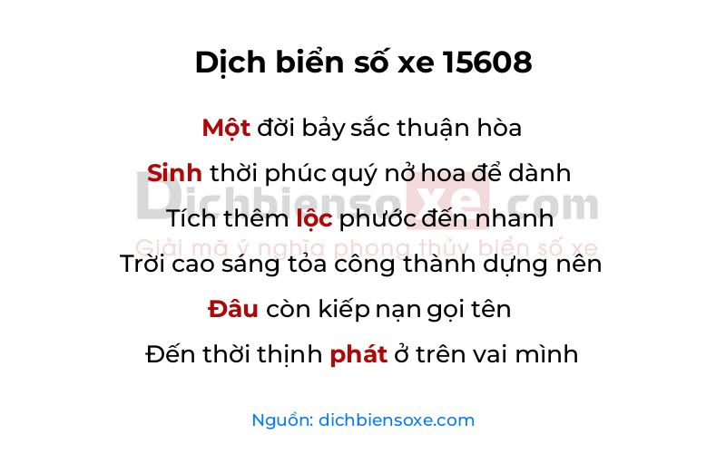 Dịch thơ biển số 15608